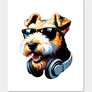 Lakeland Terrier Smiling DJ with Musical Vibes Posters and Art